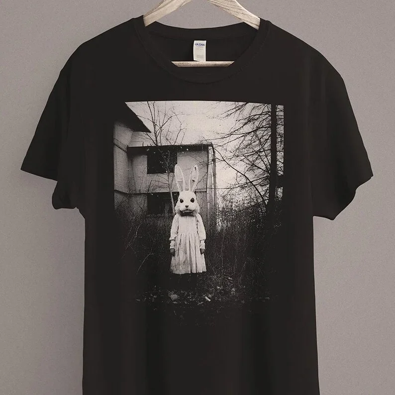 Horror Rabbit T-shirt Goblincore Tee Weirdcore Gothic Aesthetic Pastel Goth Clothing Creepy Cute Dark Cottagecore Clothes Gifts