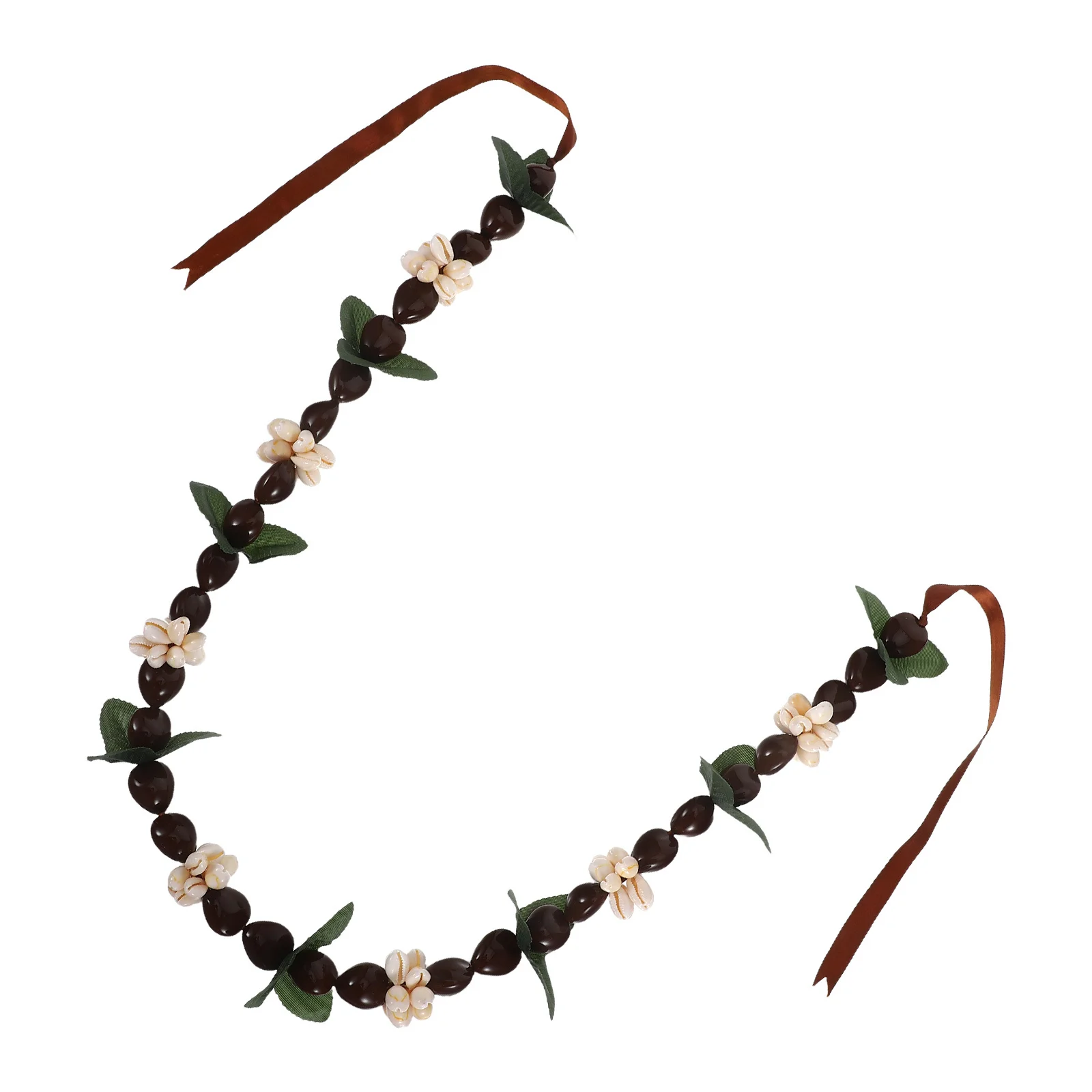 

Black Nut Hawaiian Graduation Flower Necklace Ribbon Bow Tie Graduation Party Accessories for High School College