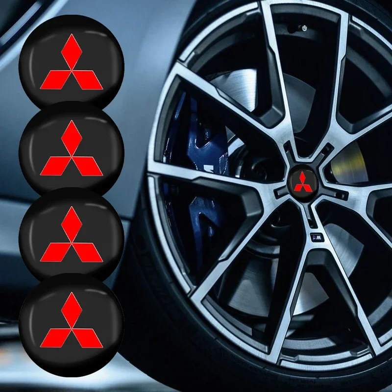 4Pcs Car Logo New Wheel Hub Cap Metal Emblem Stickers For Mitsubishi Asx Lancer Pajero 4 Outlander 3 Xl l200 EX10 X Colt Pajero