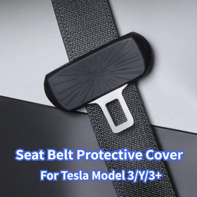 

For Tesla Model 3/Y/3+ Seat Belt Protective Cover Silicone Safety Belt Front Rear Anti Collision Cover Car Accessories 2021-2024