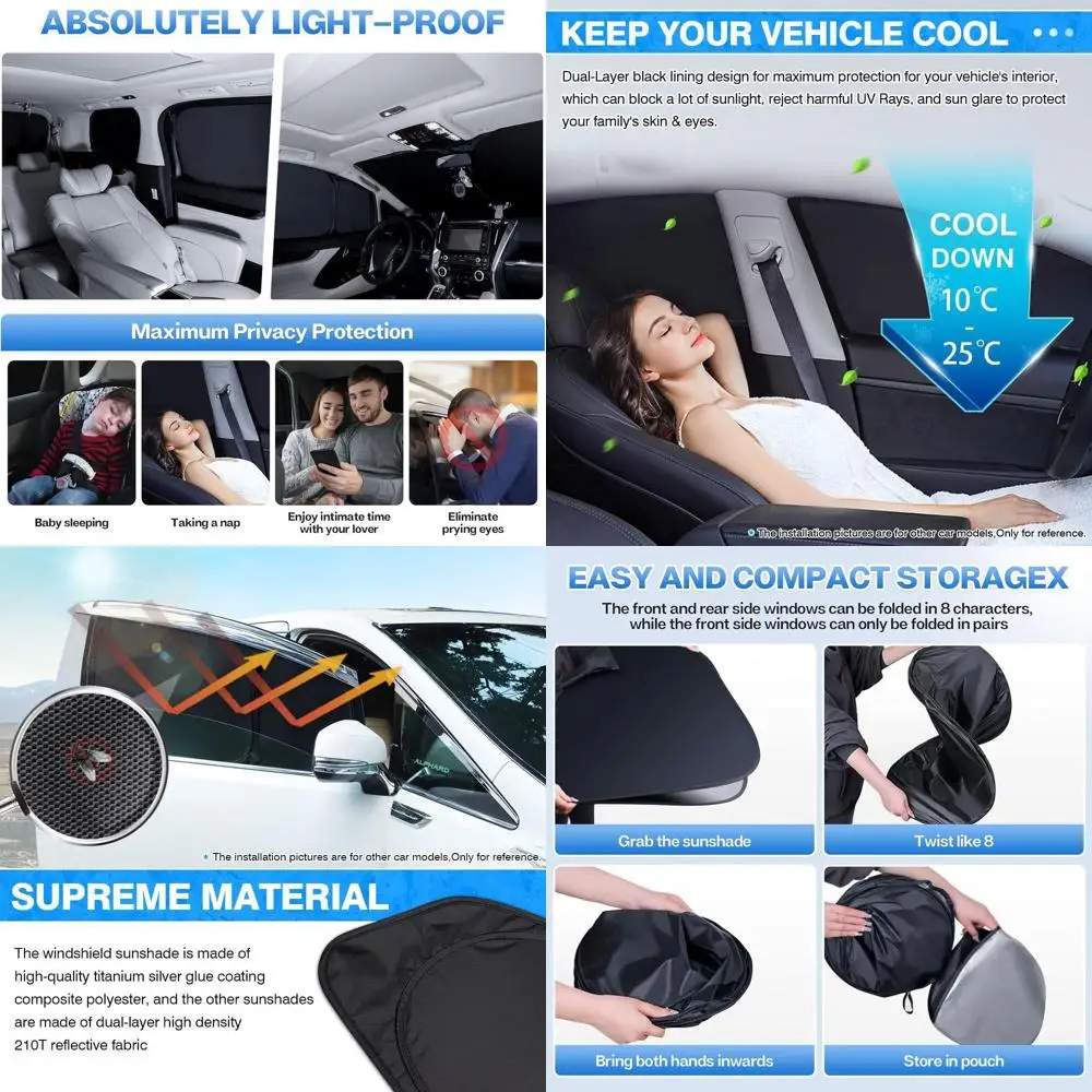 

Полный комплект солнцезащитных козырьков для Grand Cherokee 2011-2021 гг. — лобовое стекло, заднее, боковое и треугольное окно — защита от ультрафиолета, складные, 8 пи