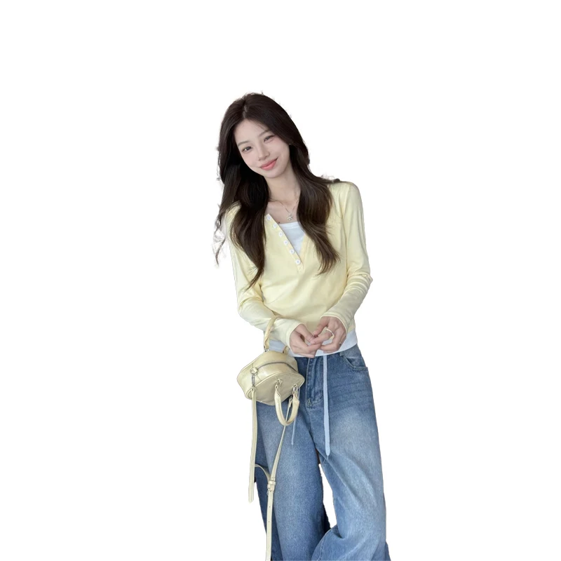 تي شيرت نسائي شتوي بأكمام طويلة تي شيرت شيربا بياقة واقفة مبطن أنيق رسمي لطيف طبقة عملية ملابس الشارع النسائية #6