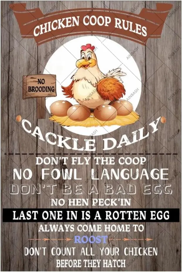 Chicken Coop Signs Chicken Signs Chicken Coop Rules Tin Sign Rustic Notice Tin Plaque Farm Decor Chicken Metal Tin Sign Funny Ou