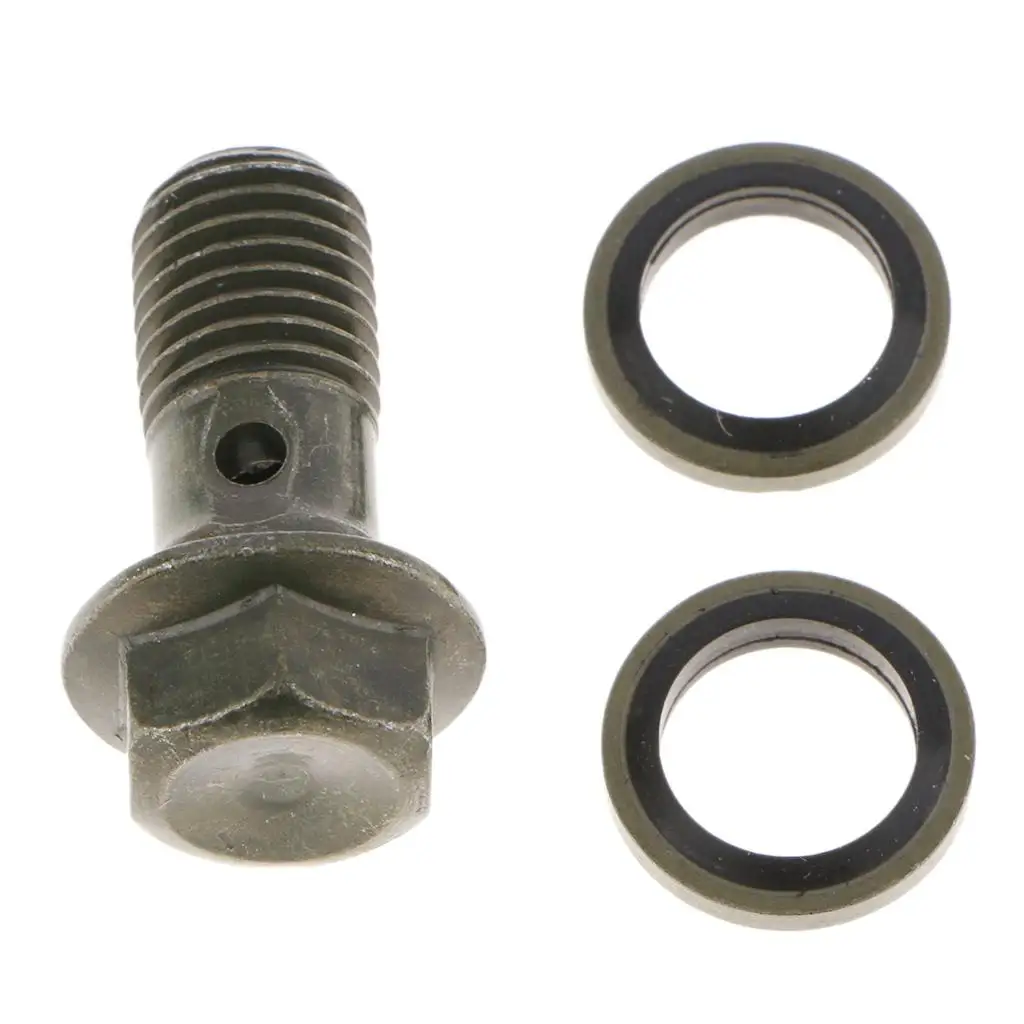 Banjo Bolt 10mm Metal Brake Cylinder Adapter Screw with Brass Washers for Modified Motorcycle Spare Parts