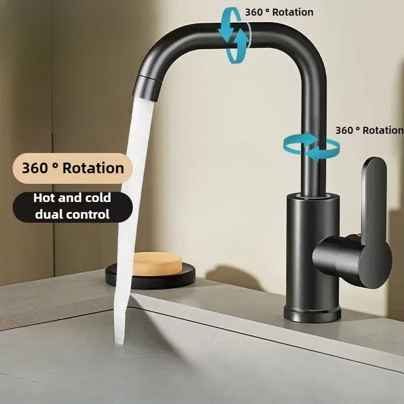 صنبور خلط ساخن وبارد 360 ° صنبور حمام مزدوج الاستخدام بدوران حر مناسب لحوض غسيل ومطبخ كونترتوب #3