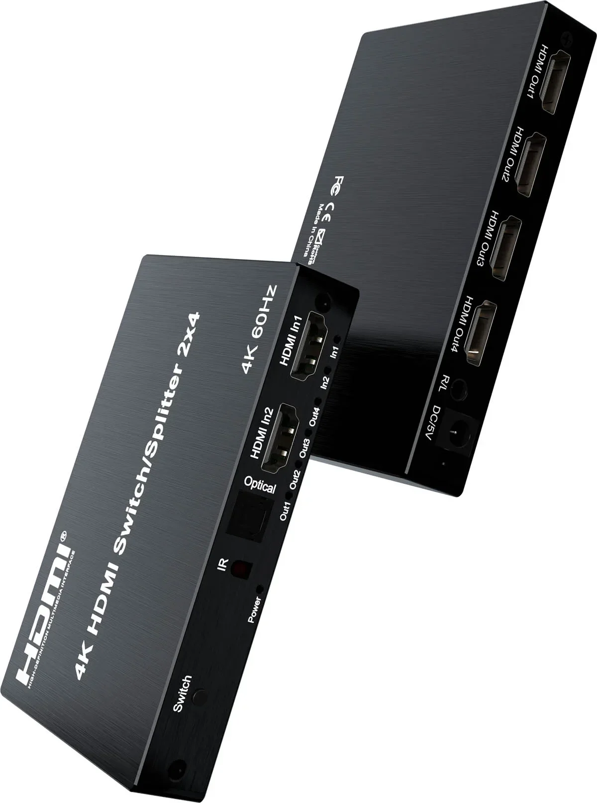 

HDMI-коммутатор-сплиттер 4K 60 Гц 2x4 с экстрактором аудио 3D SPDIF 3,5 мм, видеоразветвитель-конвертер для PS4, DVD, ноутбуков, ПК, подключения к телевизору/монитору