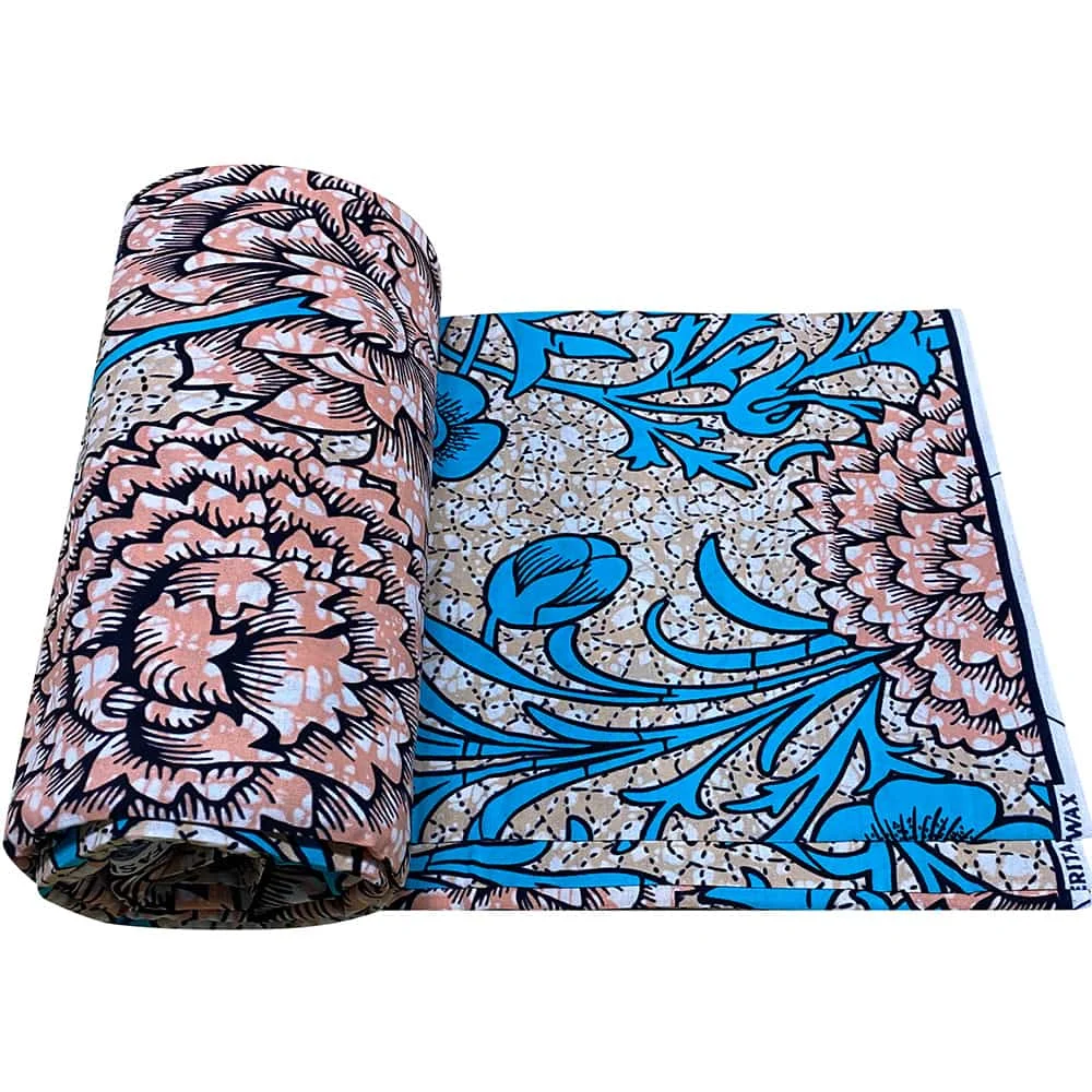 Indumenti etnici Tessuto elegante in cotone 100% Tessuto resistente alla cera con cera con stampa africana