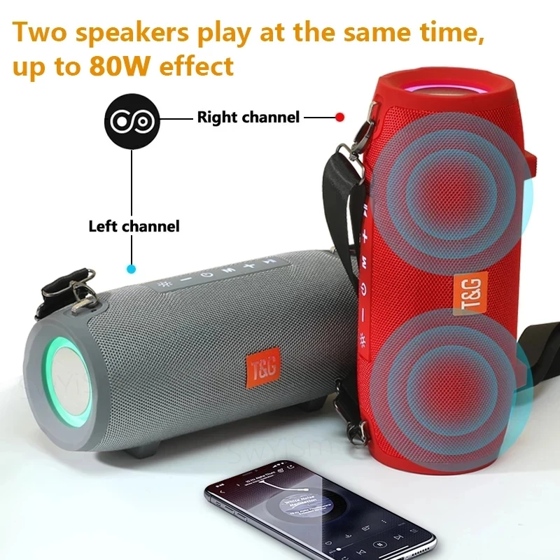 TG322 Bluetooth Speaker High Power Wireless Portable Column Music Center Outdoor Waterproof Audio Subwoofer Loudspeaker Boombox