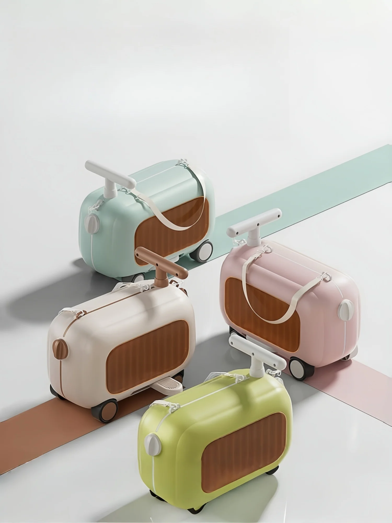 حقيبة سفر بعجلات للأطفال، حقيبة أمتعة يمكن ركوبها بتصميم كرتوني، حقيبة تخزين بعجلات للأولاد والبنات #2