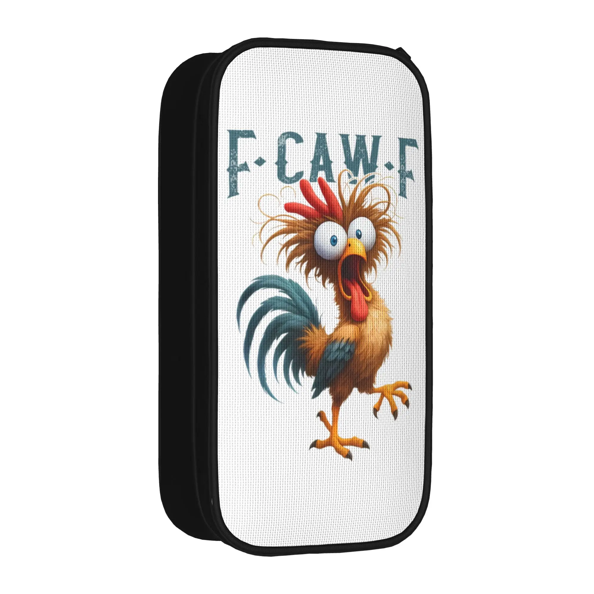 Classic F-Caw-F Funny Chicken Humor Pencil Case Quote Rooster Meme Pencilcases Pen Large Storage Bag School Gift Stationery