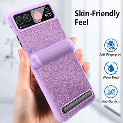 For Motorola Razr 40 Moto Razr40 Case Luxury Bling Glitter Hinge All-inclusive Invisible Brackets Folding Shockproof Hard Cover