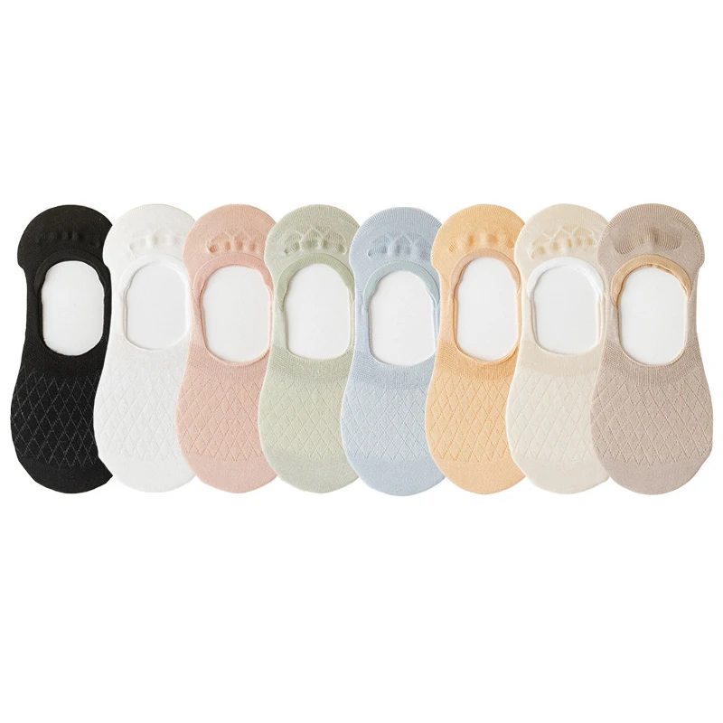 5Pairs Summer Mesh Invisible Socks Women Solid Colors Silicone Non-slip Breathable Comfor Low Cut Ultra-thin No Show Boat Sock image 6