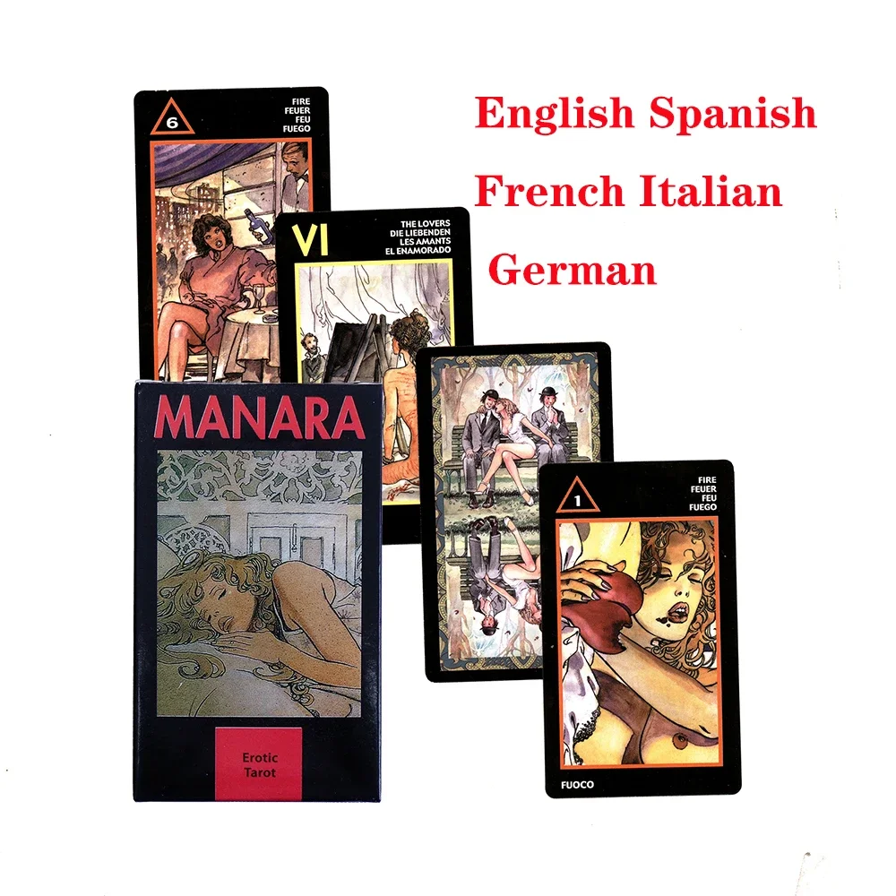 Tarot Divination of Manara Cards Spanish Portuguese French Italian PDF Guidebook.