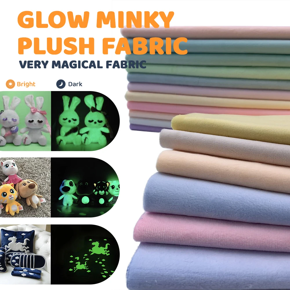 Dark Glow Minky Plush Fabric Eco-friendly Non-toxic Odorless Non Elastic Single-sided Plush Fabric Handmade DIY Patchwork Fabric