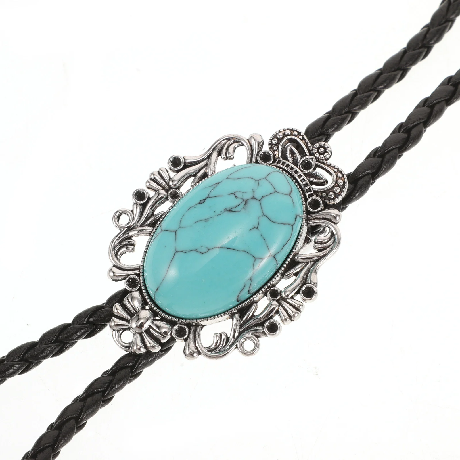 الغربية بولو التعادل الاصطناعي الفيروز العقيق قلادة قابل للتعديل بولي Cord الحبل خمر رعاة البقر ربطة العنق للرجال النساء الملحقات #2