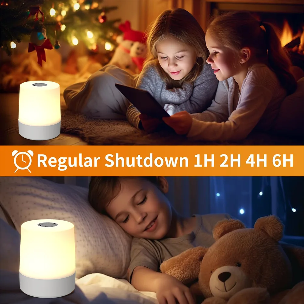 Luz nocturna táctil de carga LED, lámpara de mesa ambiental, lámpara de noche con protección ocular para dormir en el dormitorio