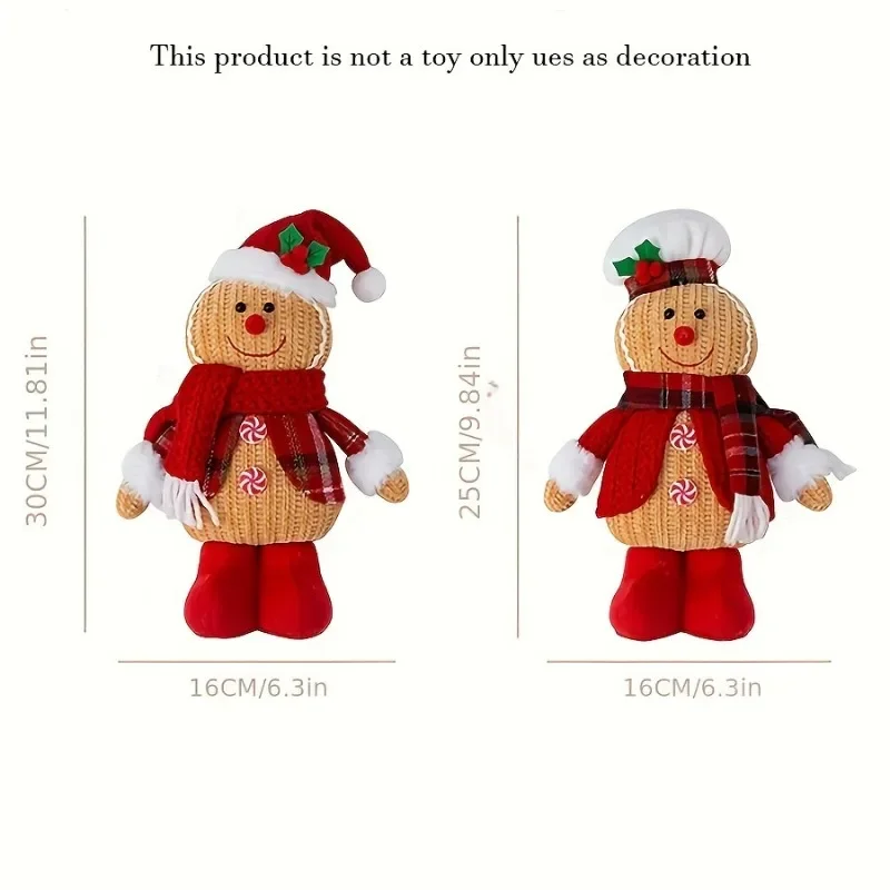 2pcs/set Knitted Gingerbread Man Plush Doll Creative Christmas Decoration for Scene Setting Hotel and Mall Decor