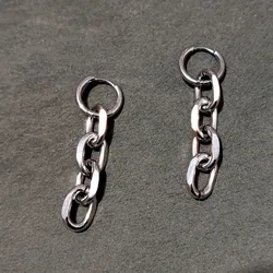 Punk Chain Shape Metal Dangle Earrings for Women Hip Hop Vintage Creative Cool Trendy Drop Earrings Kpop Statement Jewelry