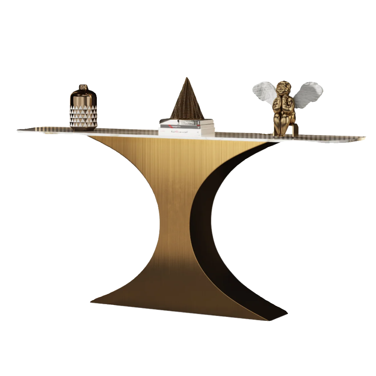 

tu-Modern Simple High-End Console Table Sintered Stone Top Brushed Stainless Steel Frame for Entryway Villa Hotel Living Room@