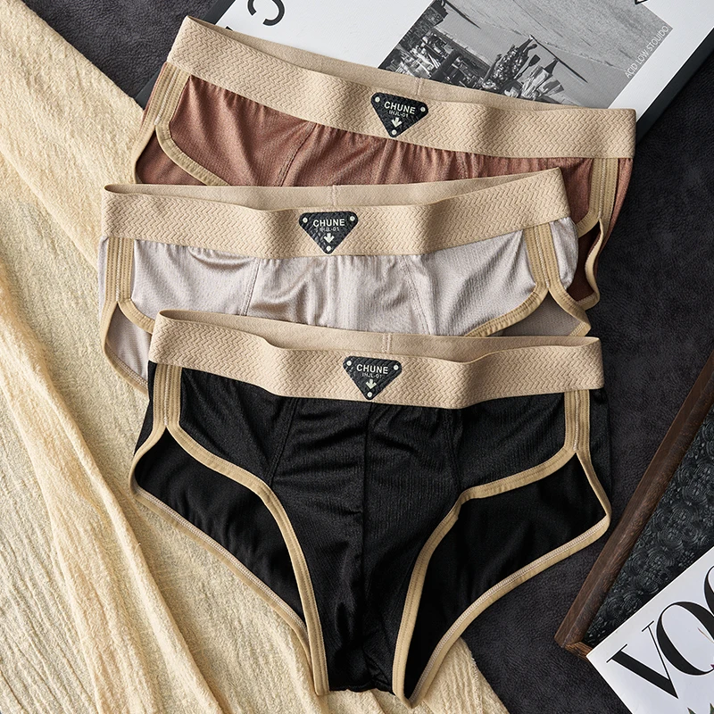 

3-pack men's underwear men's briefs youth sports shorts breathable ice silk sexy briefs personality men's underpants briefs