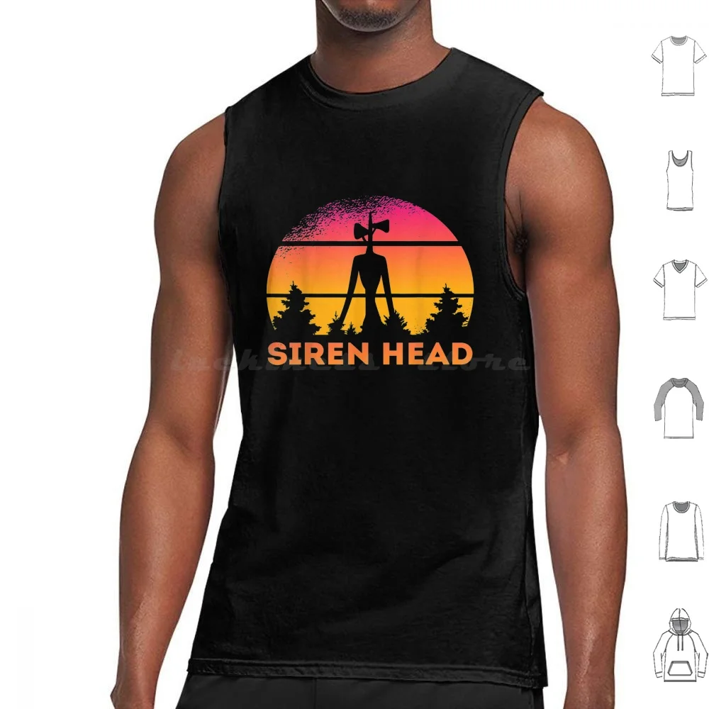 Siren Head Sunset Retro Tank Tops Print Cotton Siren Head Sunset Retro Siren Head