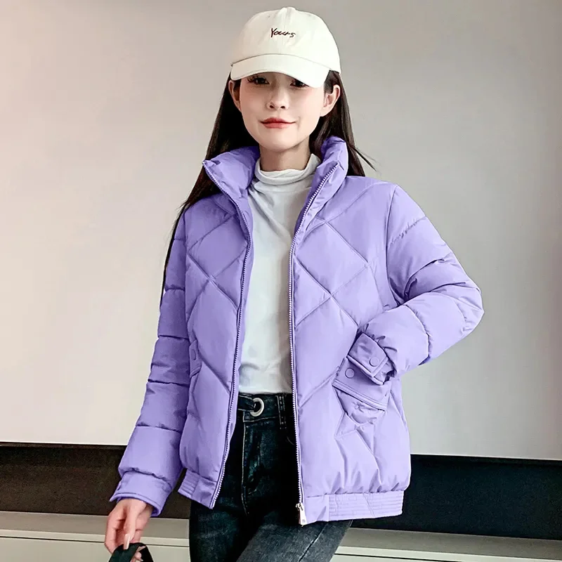 Collar Short Down Cotton-Padded Jacket Female 2024 Loose Padded Warm Cotton Coat Women Loose Large Size 3XL Parkas Outwear