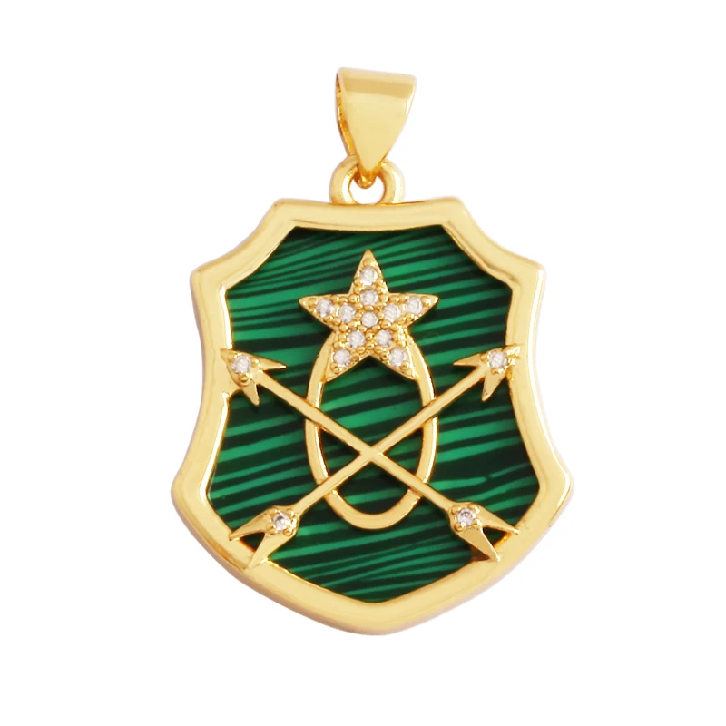 Kompass, glänzender Sonne, Mond, Stern, Muschel-Charm-Anhänger, 18 Karat vergoldetes Gold, eingelegter Zirkonia, Schmuck, Halskette, Armband, Zubehör S45 – Detail 25
