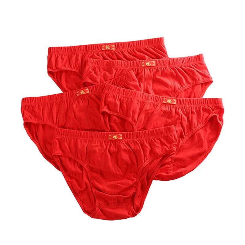 5PCS Cotton Underwear Men Panties Comfortable Sexy Briefs for Men Underpants Red Panties Plus Size M-6XL Solid Panty Male Pantie