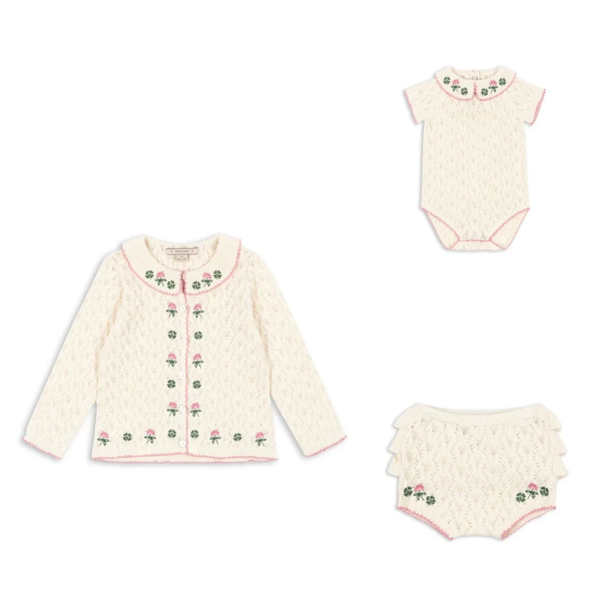 

Детский вязаный кардиган для девочек с вышивкой, осенний модный кардиган с цветочным воротником, верхняя одежда, комбинезон, короткие штаны