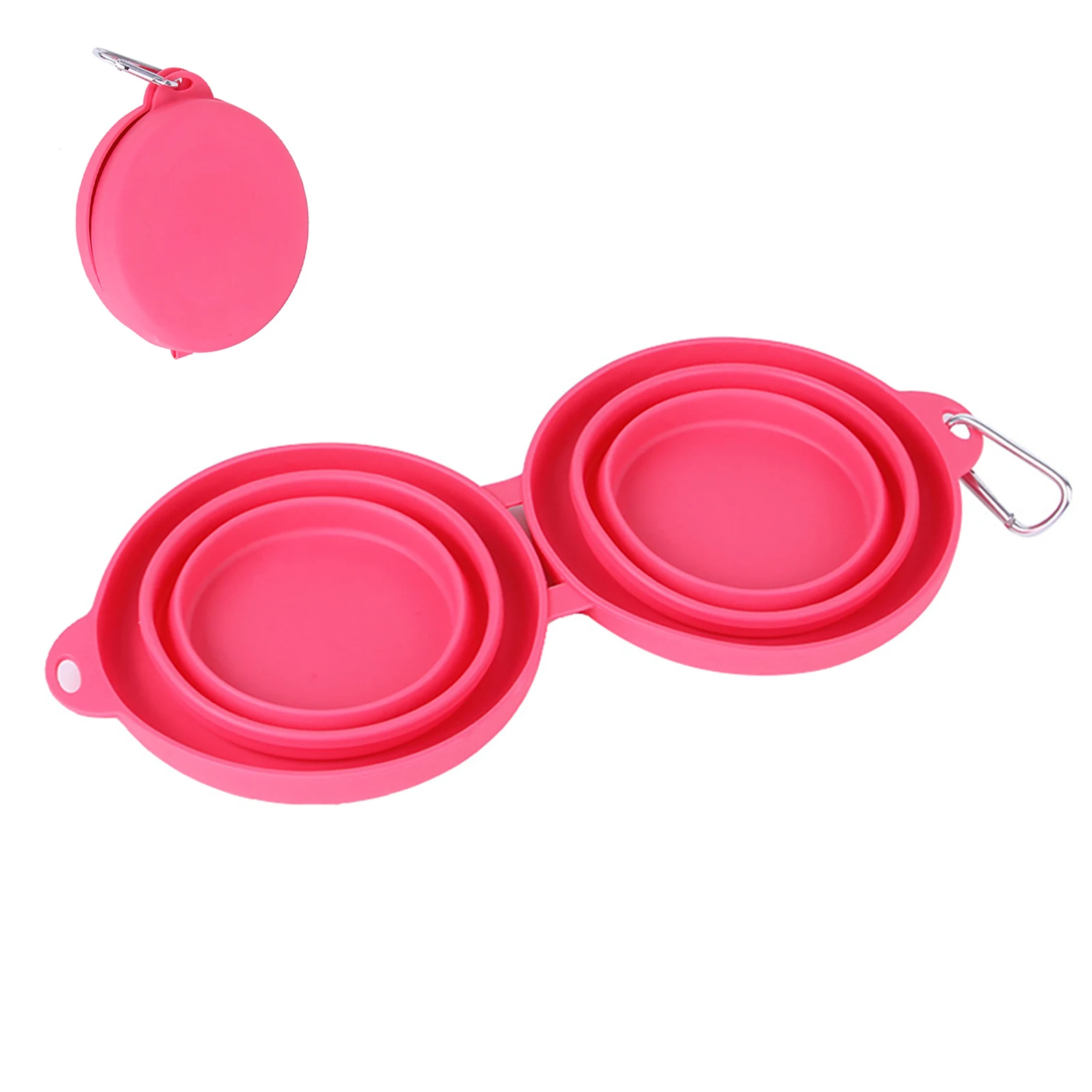 2 In 1 Collapsible Dog Bowl Food Water Reusable Space Saving Small Medium Large With Carabiner Clip For Travel Walking Hiking