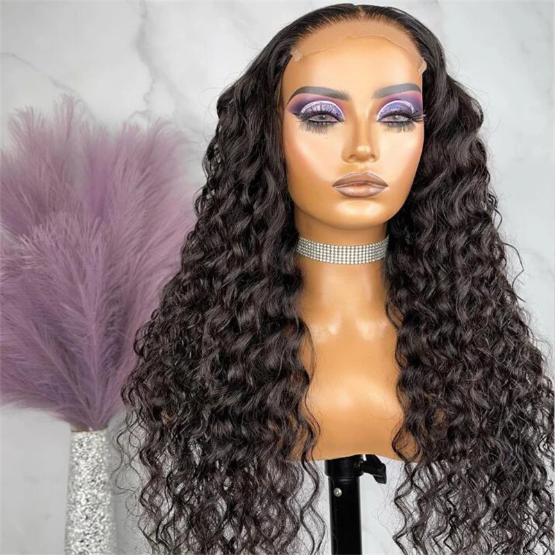 Long Preplucked 26Inch Black 180%Density Kinky Curly Lace Front Wig For Women With Baby Hair Heat Resistant Glueless Daily Wear