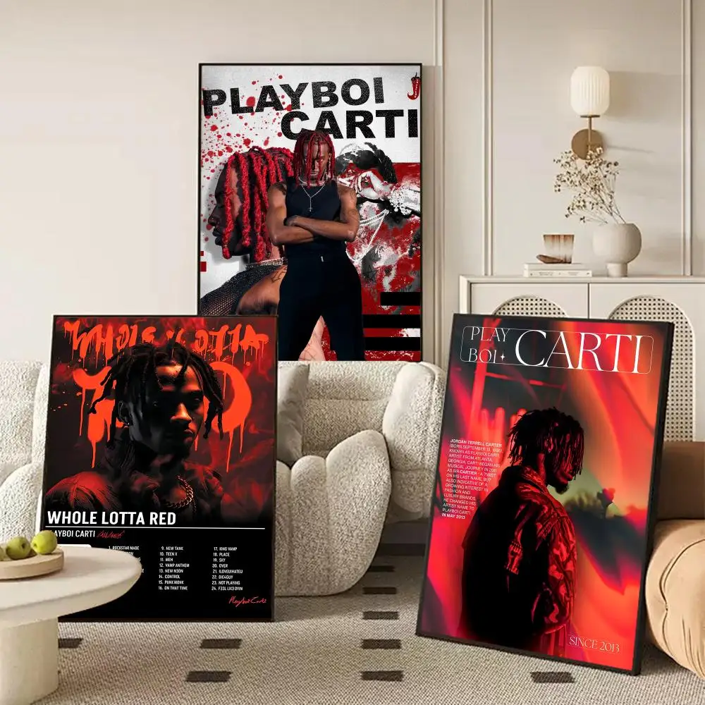 الراب P_Playboi C_Carti اللوحة الخط الكتان قماش المشارك جدار يطبع لغرفة المعيشة غرفة نوم مكتب ديكور المنزل #3