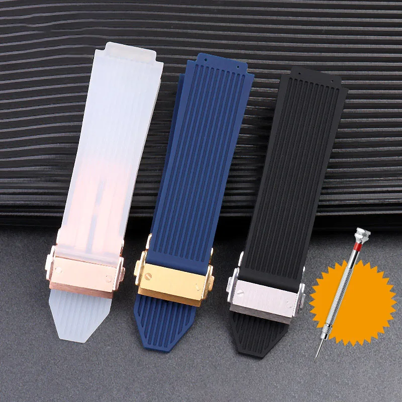 Rubber Watchband For HUBLOT BIG BANG Silicone 26*19mm Waterproof Men Strap With Butterfly Buckle Tool Watch Accessories Bracelet