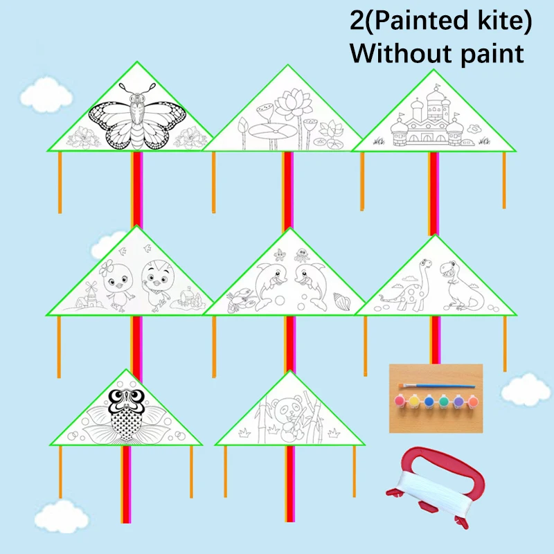 1 Set Blank Kite DIY Children Educational Learning Painting Kite Easy To Fly Children Kite Flying Toy Kids Outdoor Toys