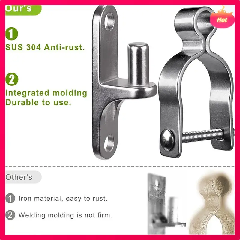 

ABYP New 4-Pack Wall Mount Gate Hinge 1-3/8Inch Farm Gate Hinge, 304 Stainless Steel Tube Gate Hinge, Fence Hinge