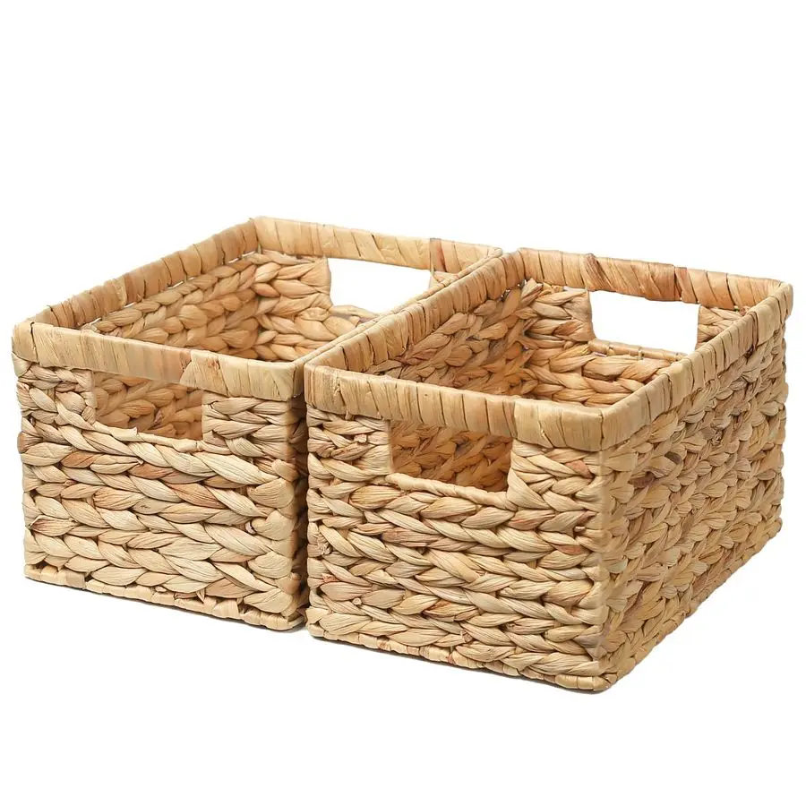 

Storage Basket,Storage Basket with Builtin Handles, Water Hyacinth Storage Baskets for Organizing, Large Wicker Baskets for Sto