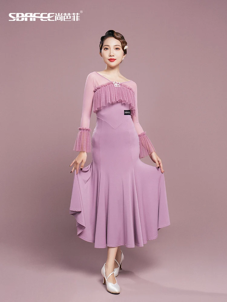 Modern Women's New Waltz National Standard Dance Performance Social Swing Dress