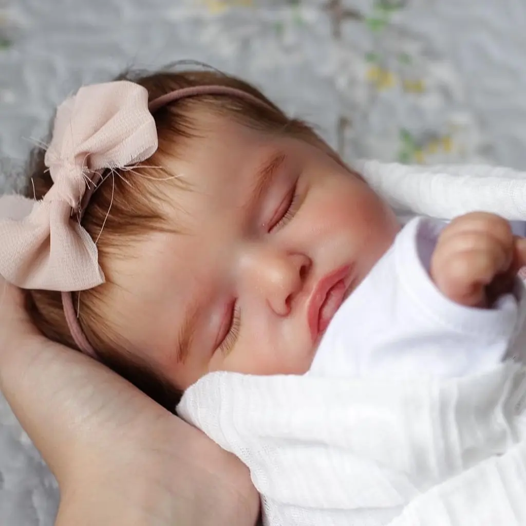 

48CM Reborn Doll Handmade Very Lifelike Sleeping Baby Rosalie 3D Skin with Hand-Root Hair VisibleVeins Real Photo