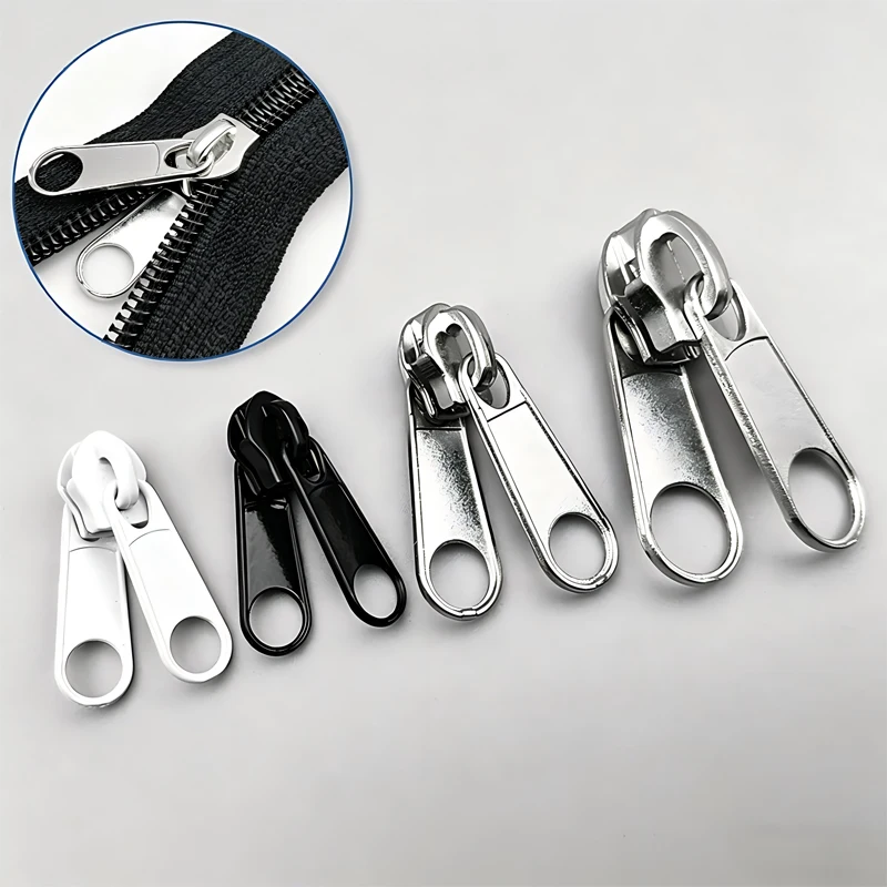 Zipper Slider for Nylon Resin Zips Single/Double Side Zippers Puller Head Luggage Tag Sewing Accessories