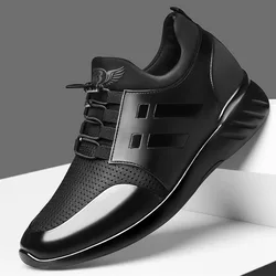 YEWNUW Height Increase Sneakers For Men Running Shoes Elastic Breathable Shoes Monochrome Comfortable Casual Shoes