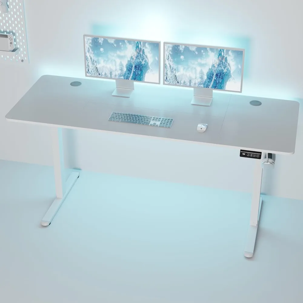 

Standing Desk, 63x24 Inch Height Adjustable Electric Sit Stand up Desk, Ergonomic Rising Computer Table, Modern Lift Gaming Des