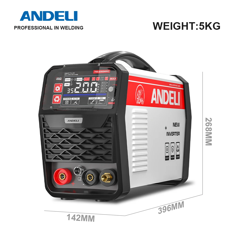 Imagem -05 - Andeli-tig Máquina de Solda com Pulso hf Tig Arc Stick Limpo em Inversor dc Soldadores Tig Solda de Argônio Doméstico 110 v 220v