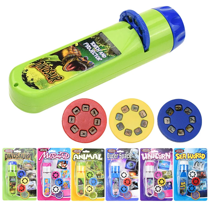 

Kids Fun Projector Torch Toys Cartoon Animal Educational Light up Toys Baby Story Book Fairy Tale Projection Flashlights Gifts