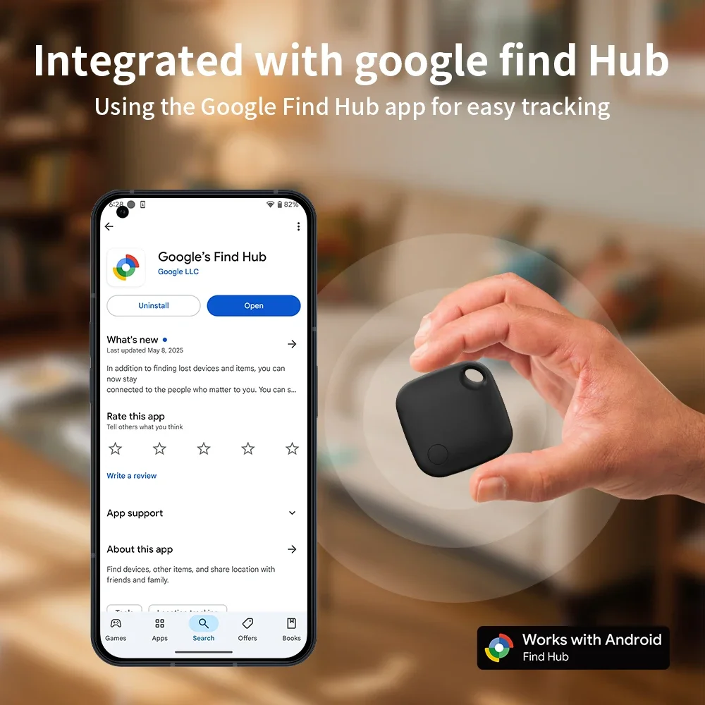 قطعة واحدة من جهاز تتبع RSH GPS عبر تطبيق Google's Find Hub، علامة معتمدة من Google لـ Android Finder تدعم Samsung Pixel Xiaomi VIVO Overseas #5