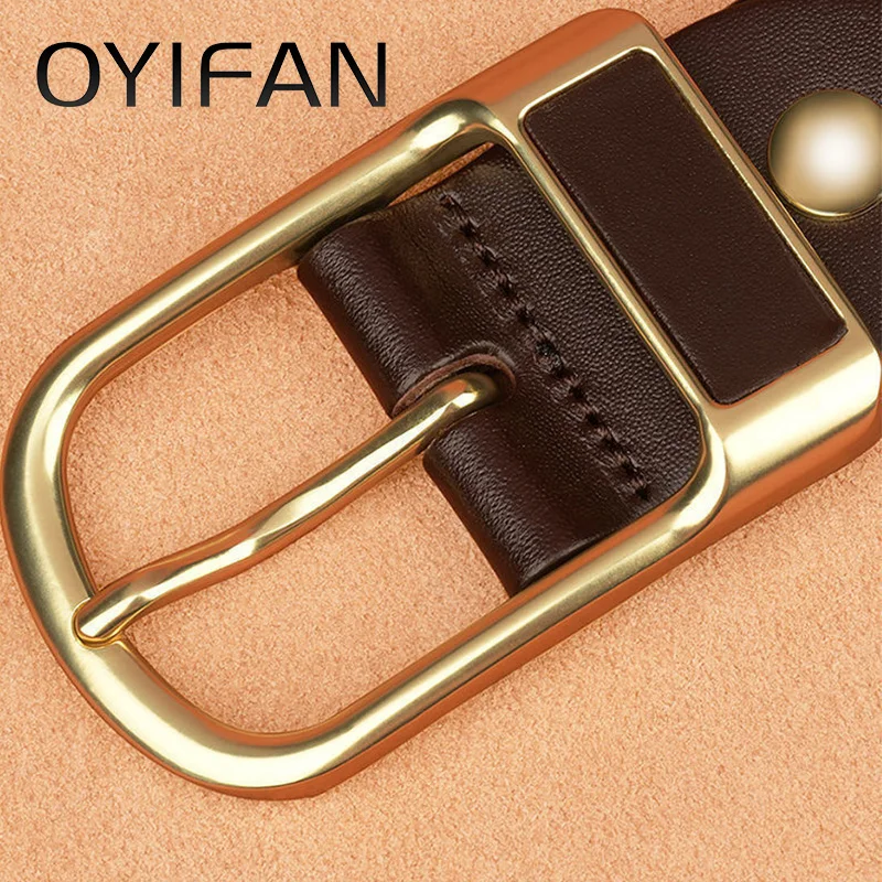 OYIFAN High quality belt for men 3.8cm pin buckle belt Men\'s Leather Belt Jeans Waistband Brown Leather Belt Men