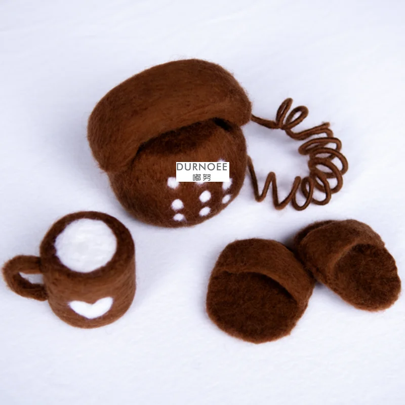 Newborn Photography Props Wool Felt Doll Mini TelePhone Handmade DIY Felting Kit Accessories Baby Photo Shooting Doll