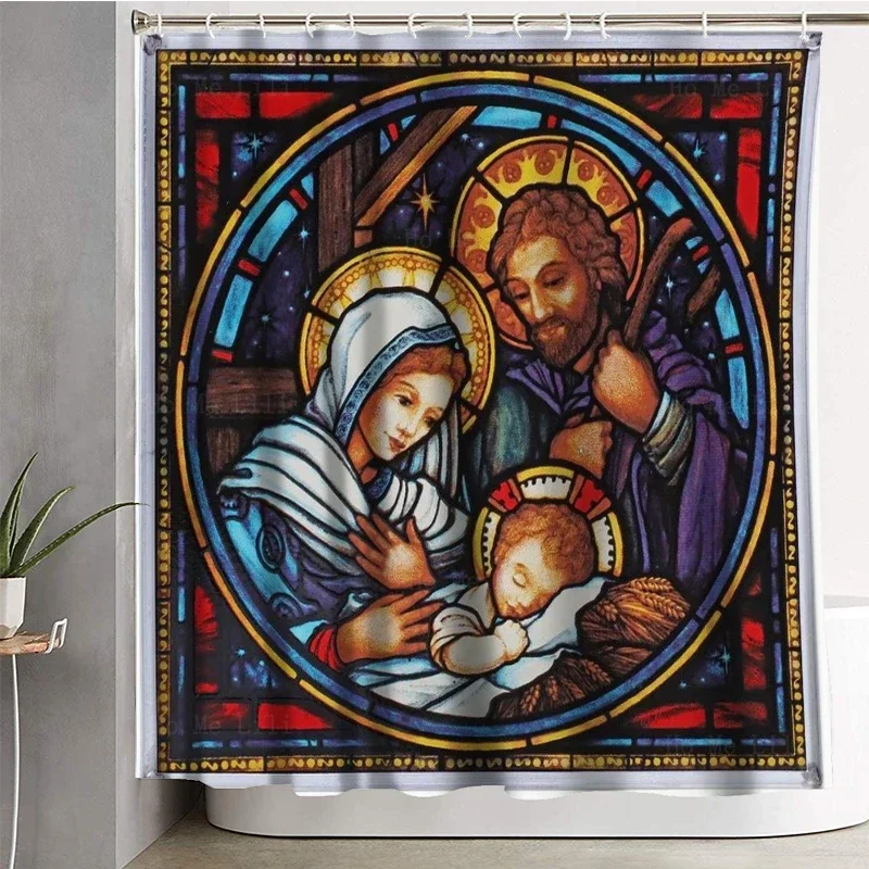 Sagrada Familia De Nazaret Virgin Mary Church Family Nativity And The Coming Of Three Wise Men Shower Curtain By Ho Me Lili