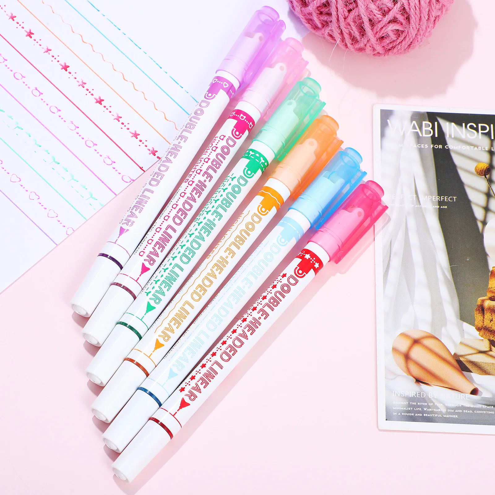 24Pcs Flair Pens Set with Pattern Wheel and Fine Tip for School Office Stationery Writing Marking Art Projects Kids Adults