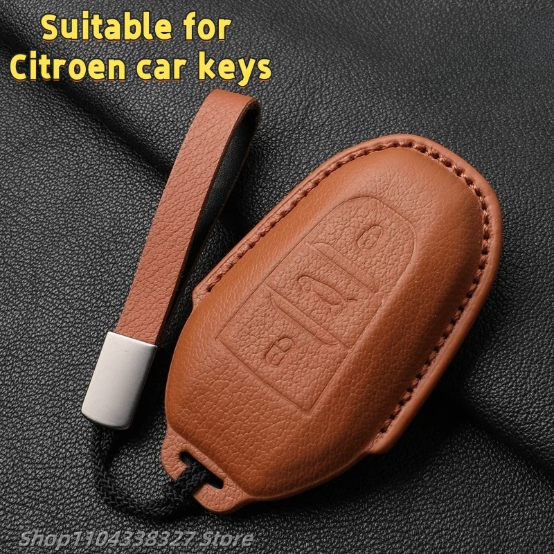 For Citroen Versailles leather key case C5 X Tianyi C5 C4L C6 car interior modified accessories goatskin key chain