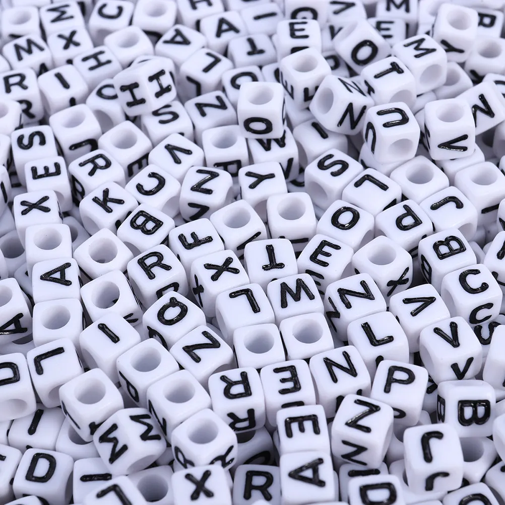 1200Pcs 6Mm Acrylic Cube Letter Beads A-Z Alphabet Set for DIY Jewelry Making Party Games Teaching Crafts 's Day Gifts
